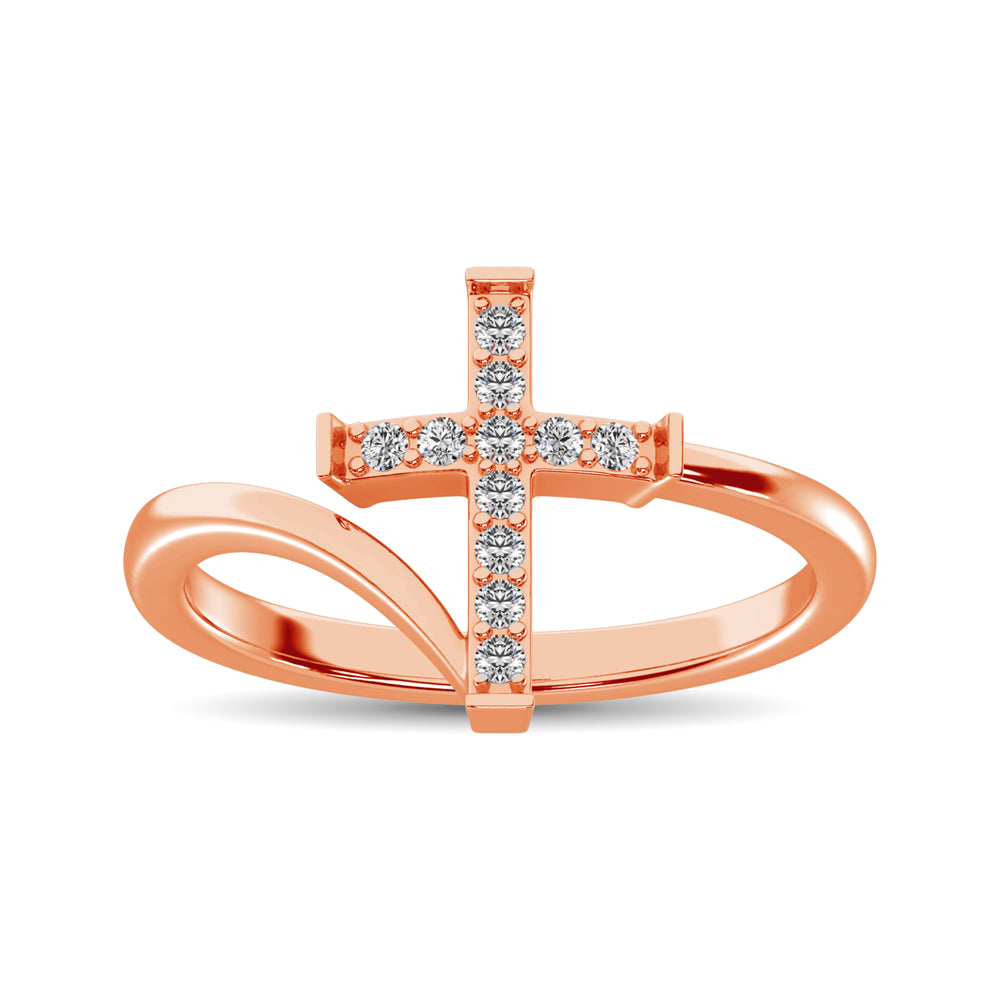 10K Rose Gold Diamond 1 8 Ct.Tw. Cross Ring