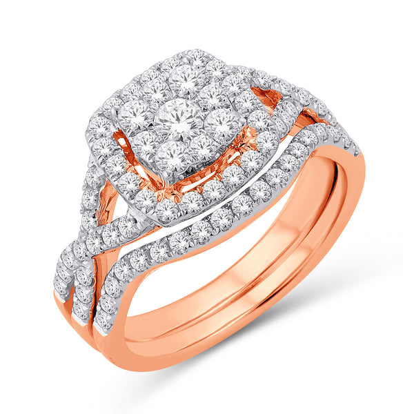 14K ROSE GOLD 0.50 CARAT CUSHION GLITTERA BRIDAL RING-0525246-RG