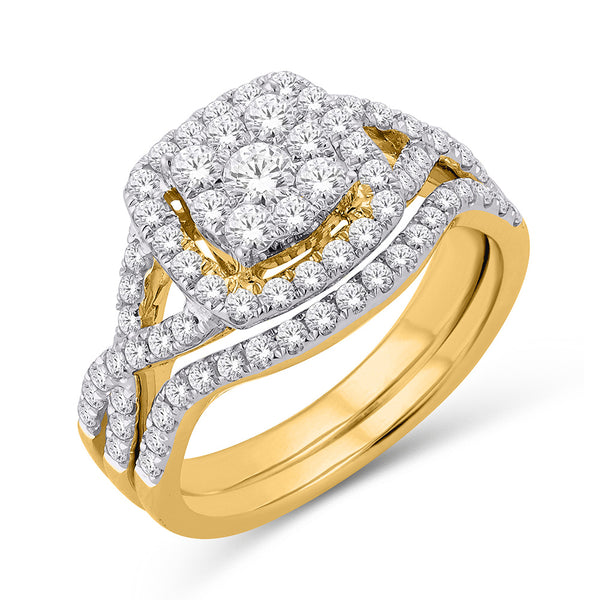 14K YELLOW GOLD 0.50 CARAT CUSHION GLITTERA BRIDAL RING-0525246-YG