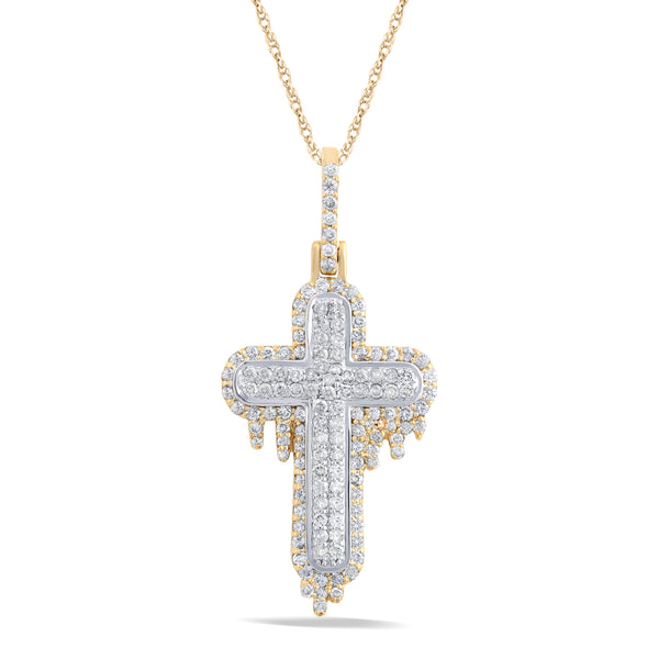 10KT TWO-TONE (YELLOW AND WHITE) GOLD 1.61 CARAT CROSS HIPHOP-1050005-YW