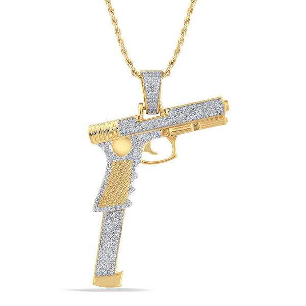10KT TWO-TONE (YELLOW AND WHITE) GOLD 1.06 CARAT GUN HIPHOP-1050029-YW