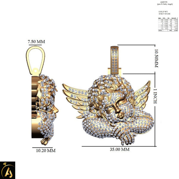 10KT YELLOW GOLD 2.56 CARAT ANGEL HIPHOP-1050032-YG