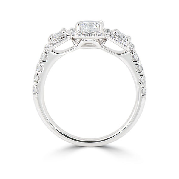 Triple Halo French Pavé Set Diamond Ring