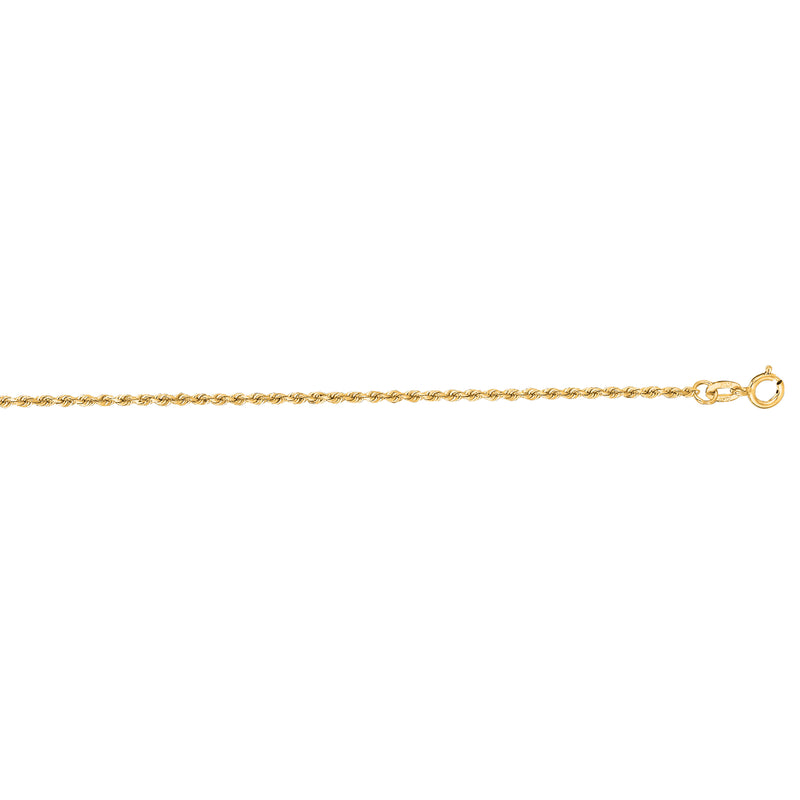 10K Gold 1.4mm Diamond Cut Solid Royal Rope Chain