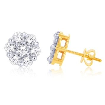 10 Karat White Gold 0.25 Carat Diamonds Flower Earrings-0125665-WG