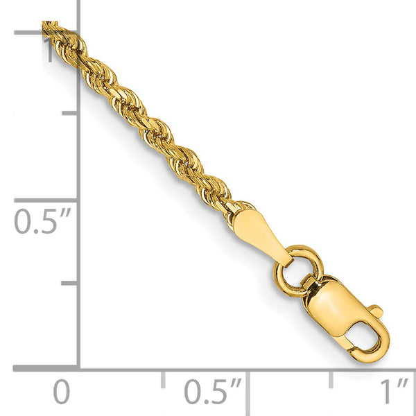 14k 2mm D/C Rope with Lobster Clasp Chain