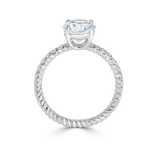 Ladies Braid Design Pave Set Engagement Ring