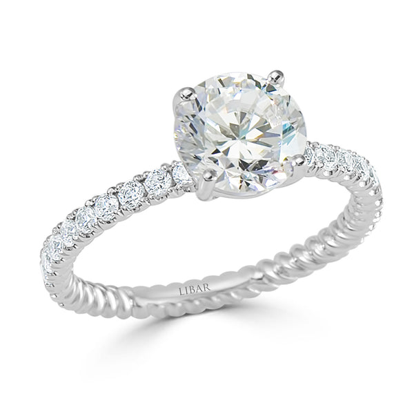Ladies Braid Design Pave Set Engagement Ring