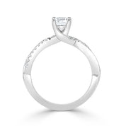 Ladies Crossover French-Pave  Engagement Ring