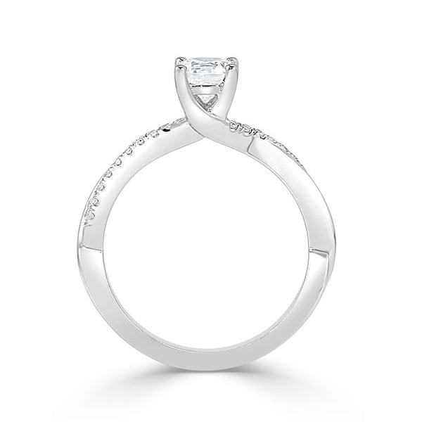 Ladies Crossover French-Pave  Engagement Ring