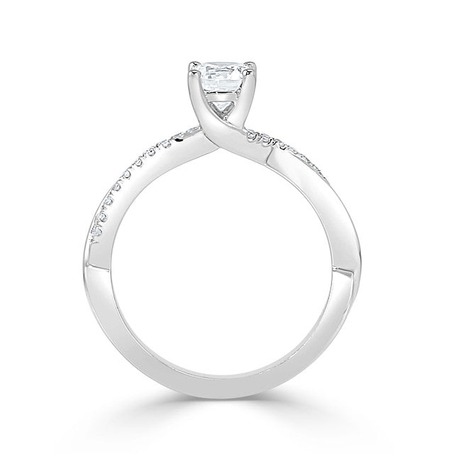 Ladies Crossover French-Pave  Engagement Ring