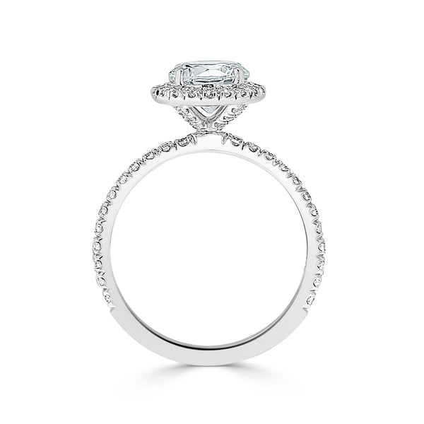 French Pave Set Round Halo Engagement Ring