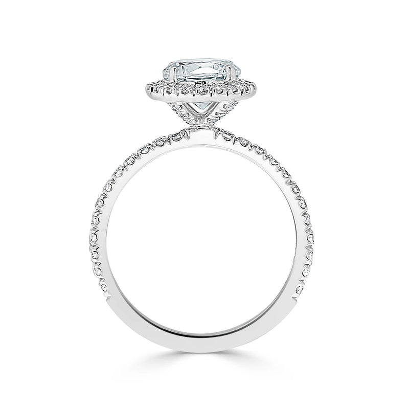 French Pave Set Round Halo Engagement Ring