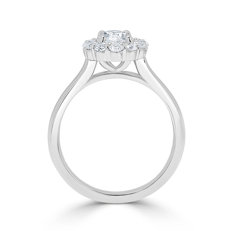 Claw Set Oval Halo Engagement Ring
