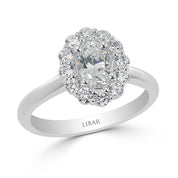 Claw Set Oval Halo Engagement Ring