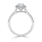 Ladies Pear Shaped Halo Pave Set Cathedral Engagement Ring