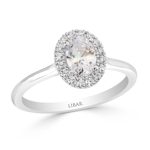 Oval Halo Pave Set Engagement Ring