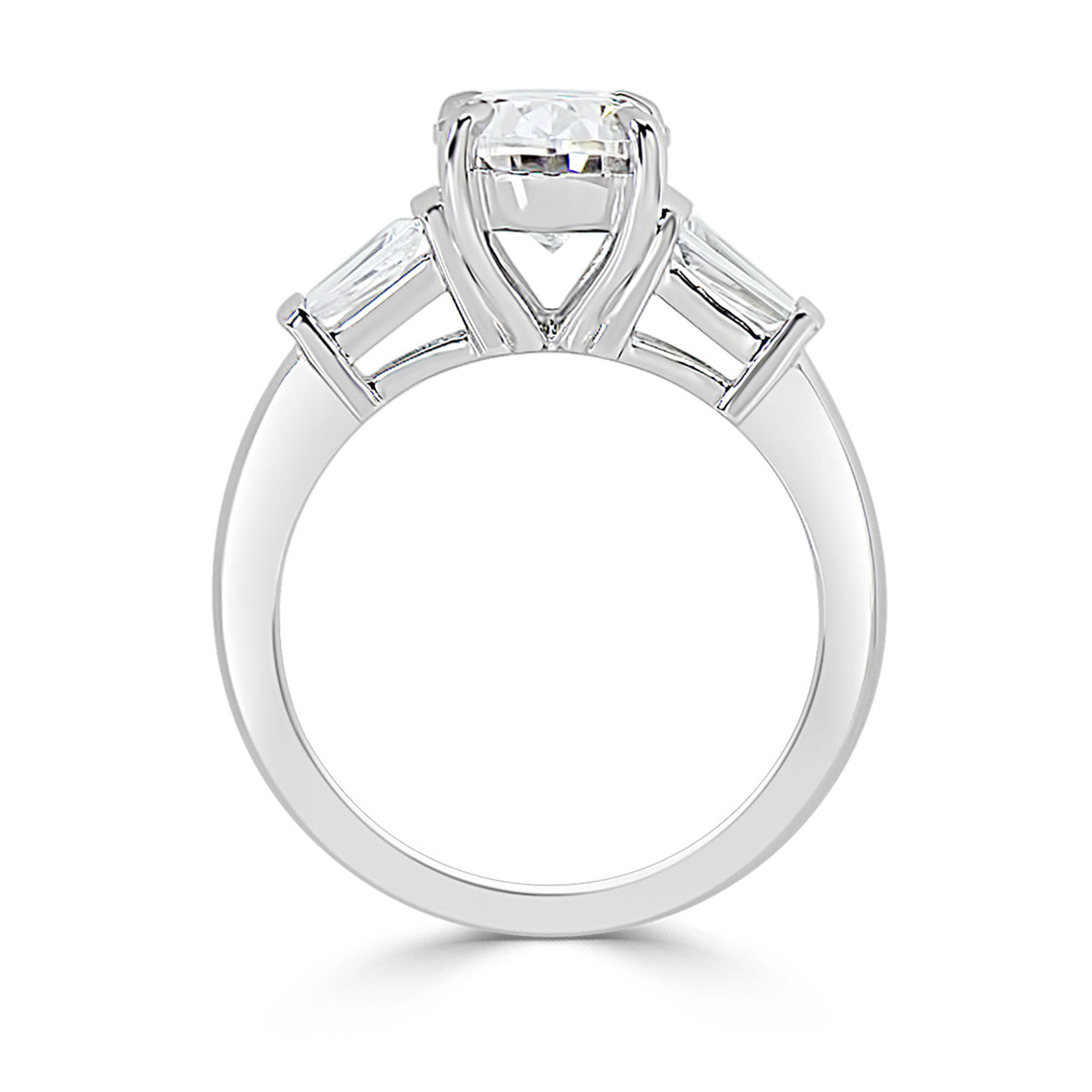 Oval Tiger Claw And Baguette Ladies Diamond Engagement Ring