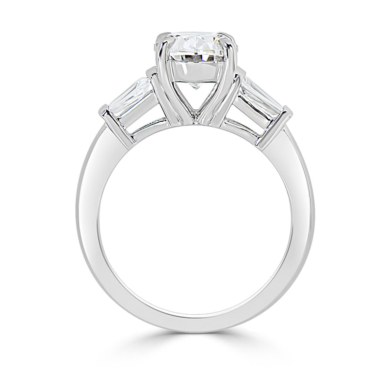 Oval Tiger Claw And Baguette Ladies Diamond Engagement Ring