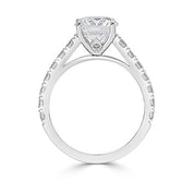 Ladies Four Claw Cathedral Style Pave Set Engagement Ring
