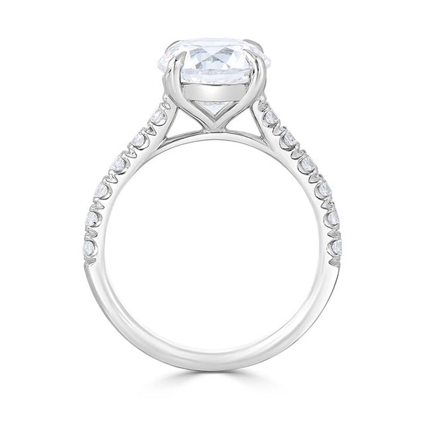 Ladies Tiger Claw Round French Pave Set Engagement Ring