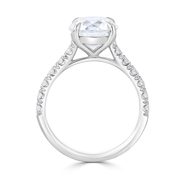 Ladies Tiger Claw Round French Pave Set Engagement Ring