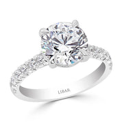 Ladies Tiger Claw Round French Pave Set Engagement Ring
