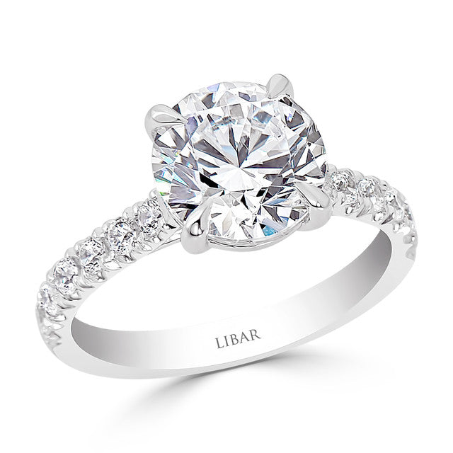 Ladies Tiger Claw Round French Pave Set Engagement Ring
