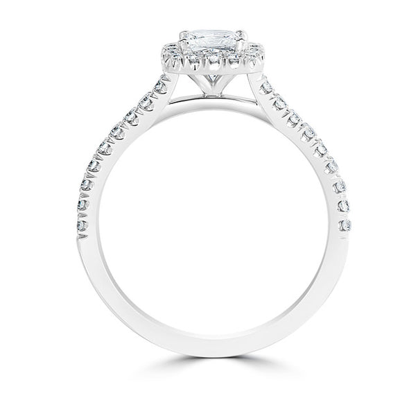 Princess Cut, Cushion Shaped Halo Ladies Diamond Engagement Ring