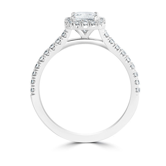 Princess Cut, Cushion Shaped Halo Ladies Diamond Engagement Ring