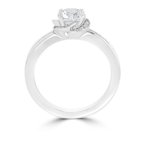 Ladies Petal Design Round Halo Diamond Ring
