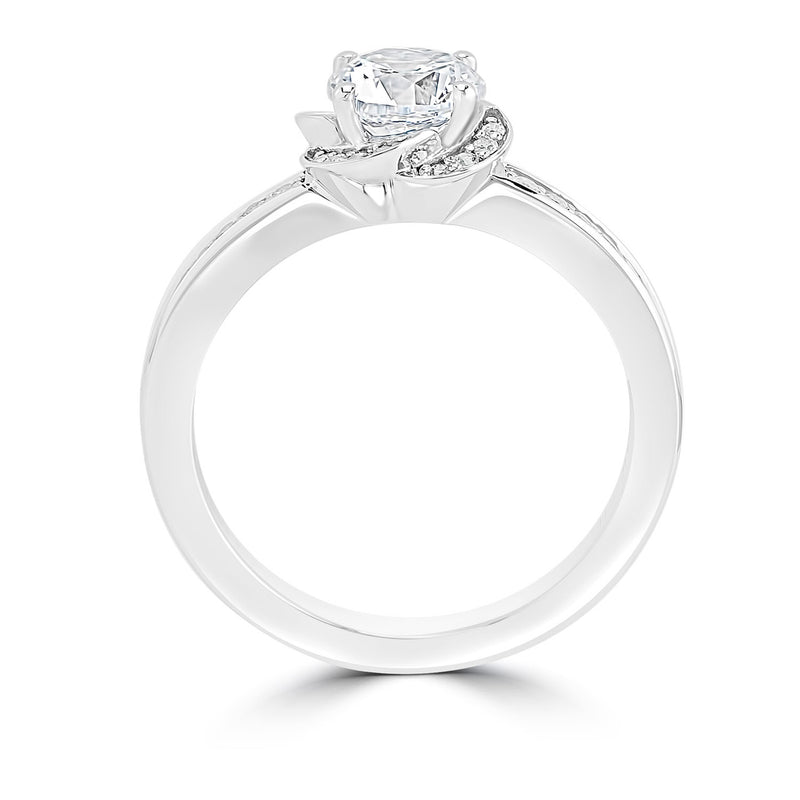 Ladies Petal Design Round Halo Diamond Ring