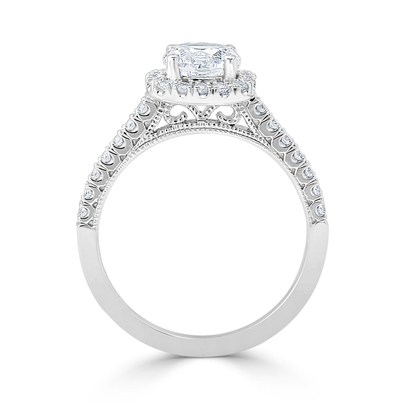 Filagree Milgrained Diamond Halo Engagement Ring