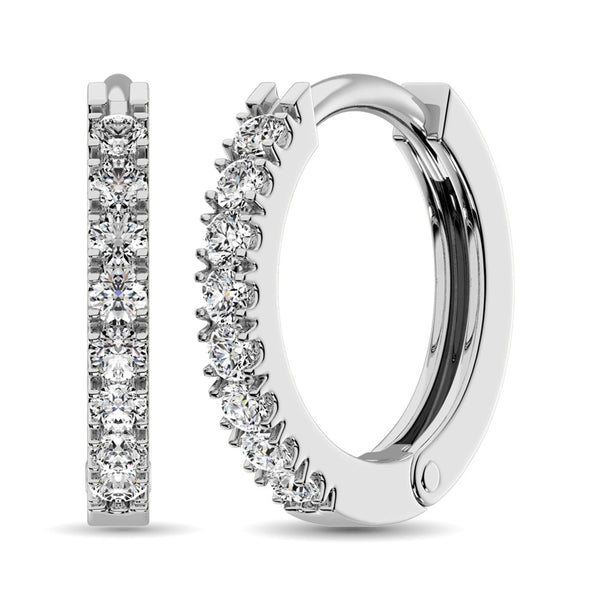 10K White Gold 1/4 Ct.Wt. Diamond Hoop Earrings