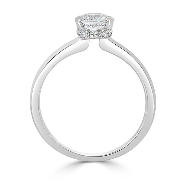 Hidden Halo Pave Set Half Bezel Ladies Diamond Ring