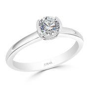 Hidden Halo Pave Set Half Bezel Ladies Diamond Ring