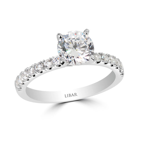 Pave "U" Set Semi Mount Round Engagement Ring