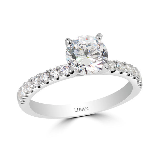 Pave "U" Set Semi Mount Round Engagement Ring