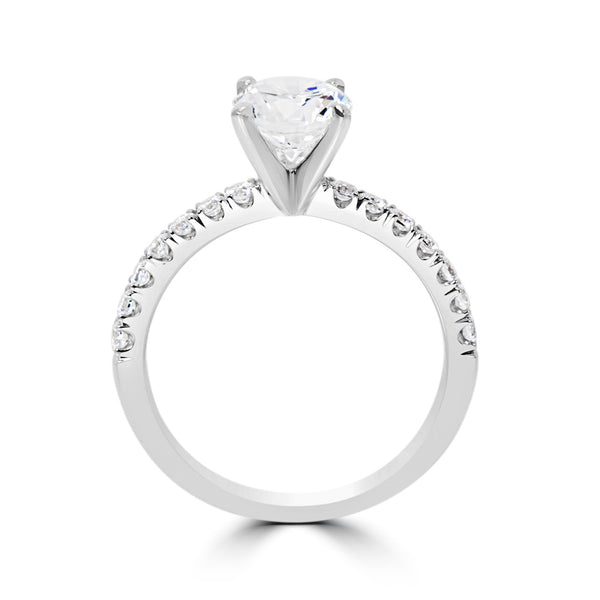 Pave "U" Set Semi Mount Round Engagement Ring