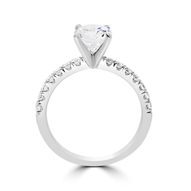 Pave "U" Set Semi Mount Round Engagement Ring