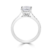 Ladies Princess Cut Sloped Shoulders Pave Set Diamond Engagement Ring