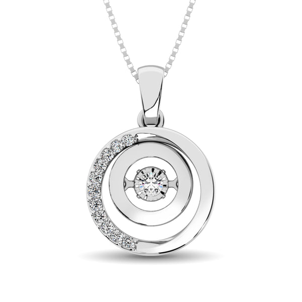 Sterling Silver 1/8 Ct.Tw.Moving Diamond Fashion Pendant