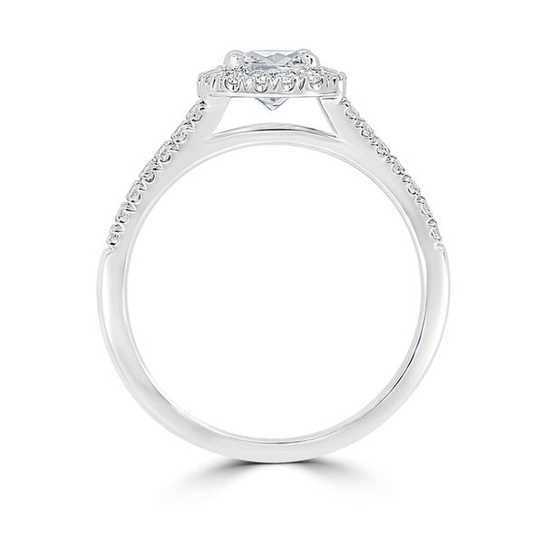 Split Shank Cushion Halo Pave Engagement Ring