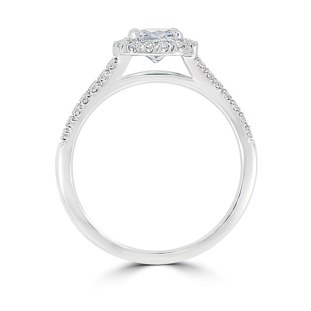Split Shank Cushion Halo Pave Engagement Ring