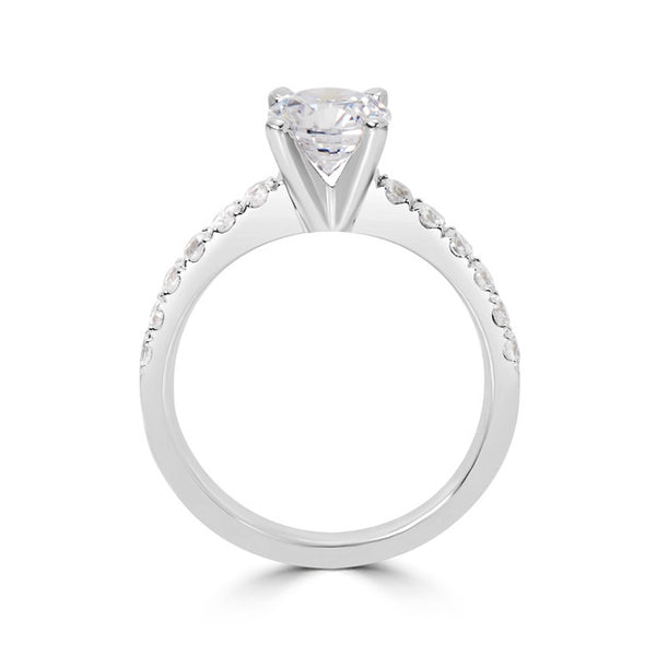 Ladies Four Prong French-Pave Diamond Engagement Ring