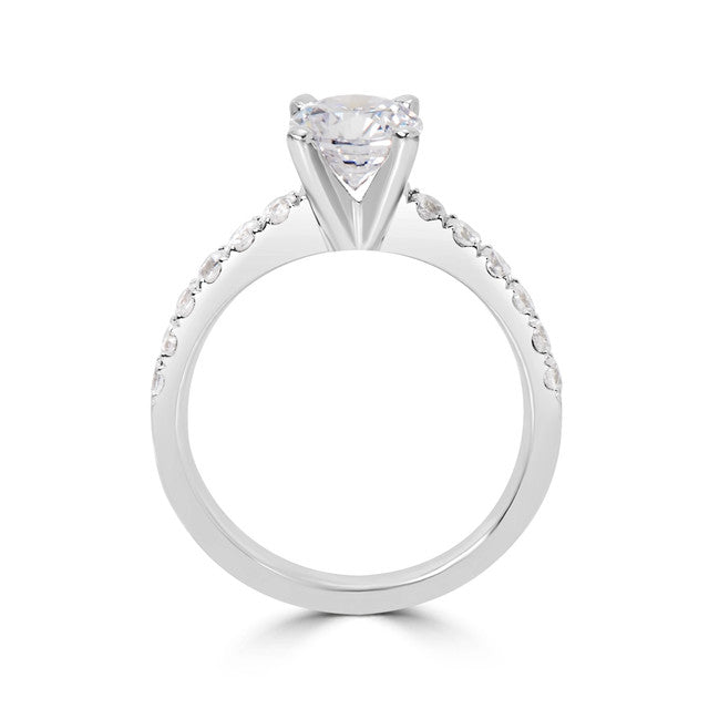 Ladies Four Prong French-Pave Diamond Engagement Ring