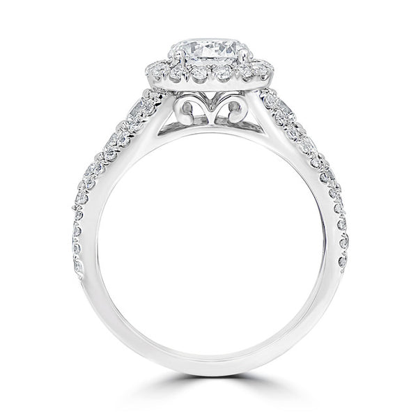 Split Shank Round Halo Filigree Engagement Ring