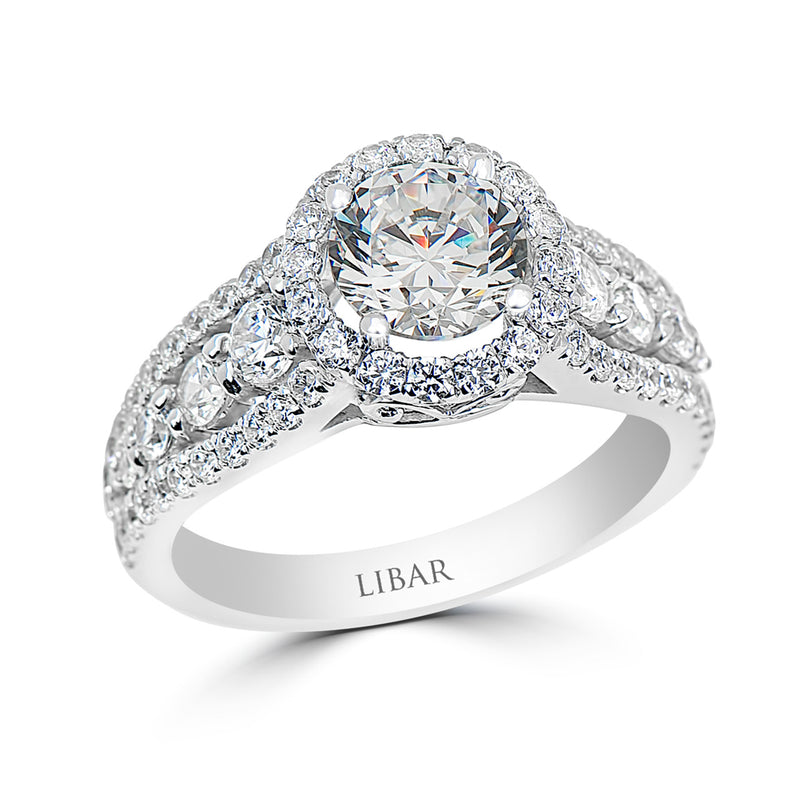 Split Shank Round Halo Filigree Engagement Ring