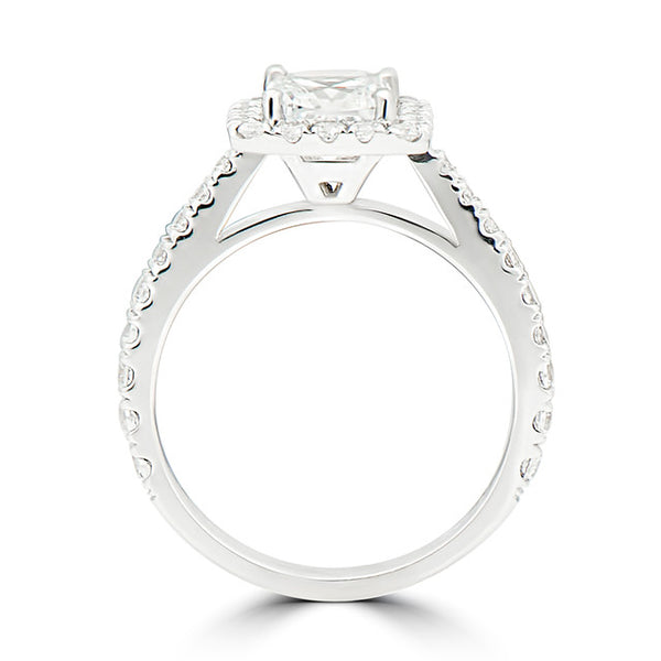 Princess Cut Ladies Halo Diamond Engagement Ring
