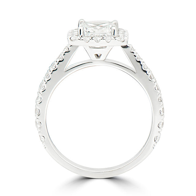 Princess Cut Ladies Halo Diamond Engagement Ring